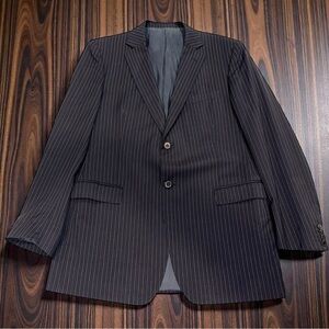 Ermenegildo Zegna Mens Blazer Jacket Navy Blue Striped Wool Sport Coat 44L USA